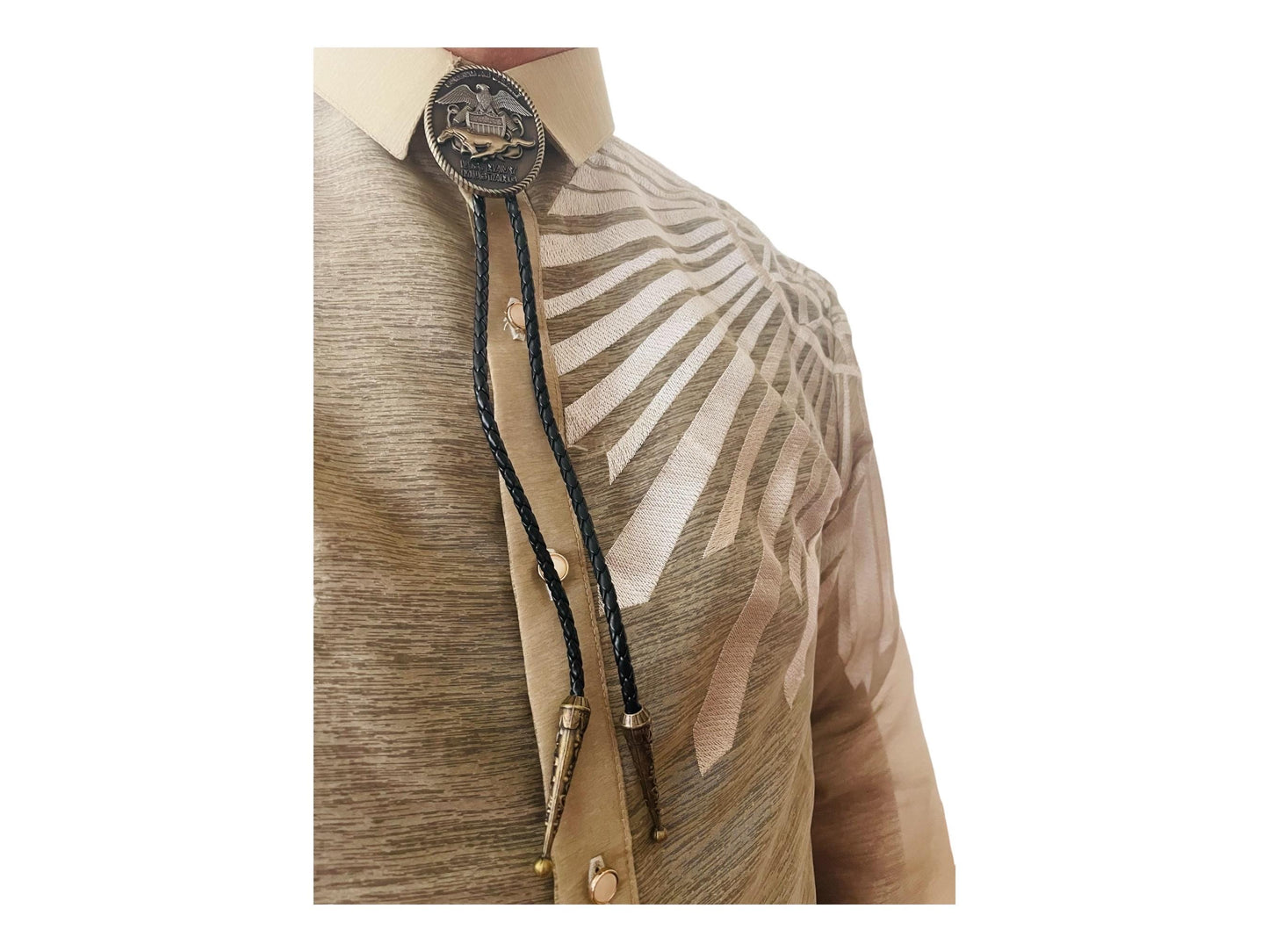 USN Mustang Bolo Tie Antique Nickel Pendant