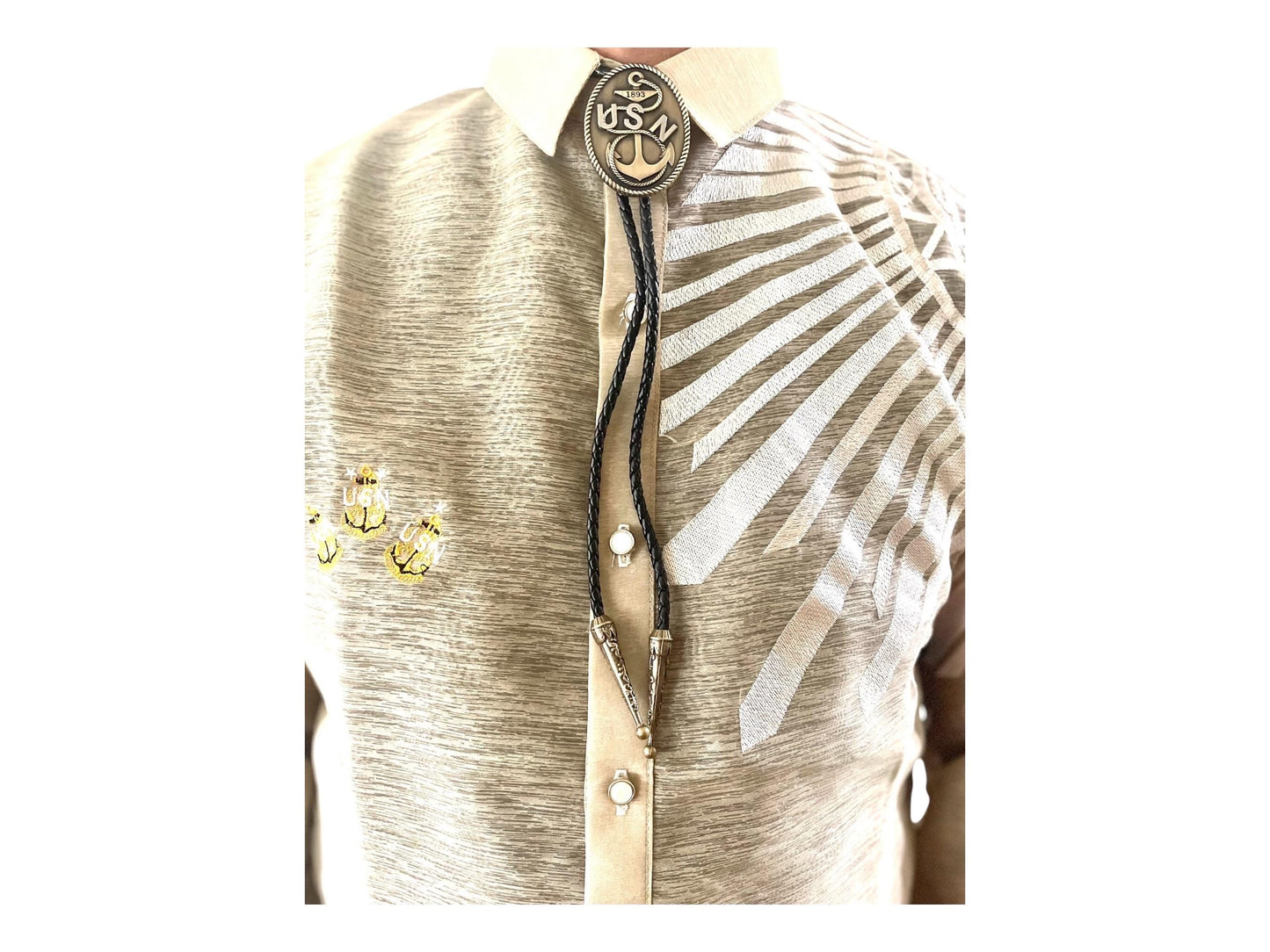 USN CPO Bolo Tie Antique Nickel Pendant