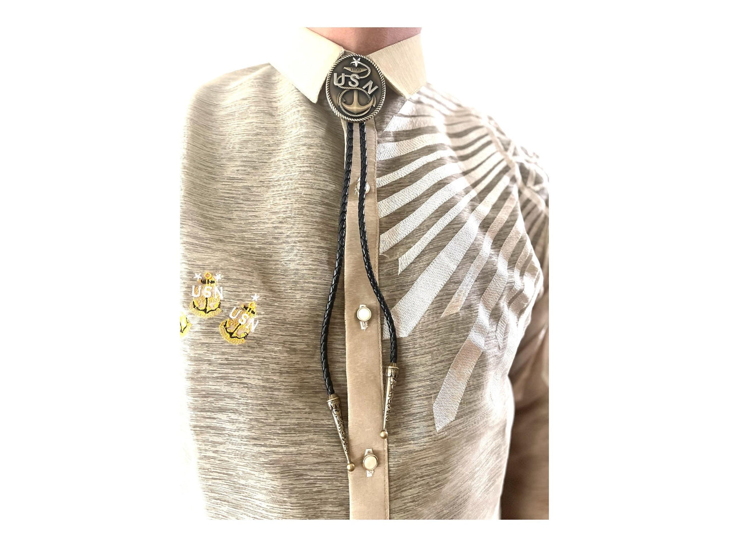 USN Senior Chief SCPO Bolo Tie Antique Nickel Pendant