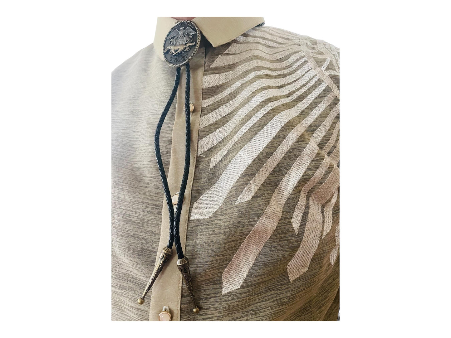USN Mustang Bolo Tie Antique Nickel Pendant