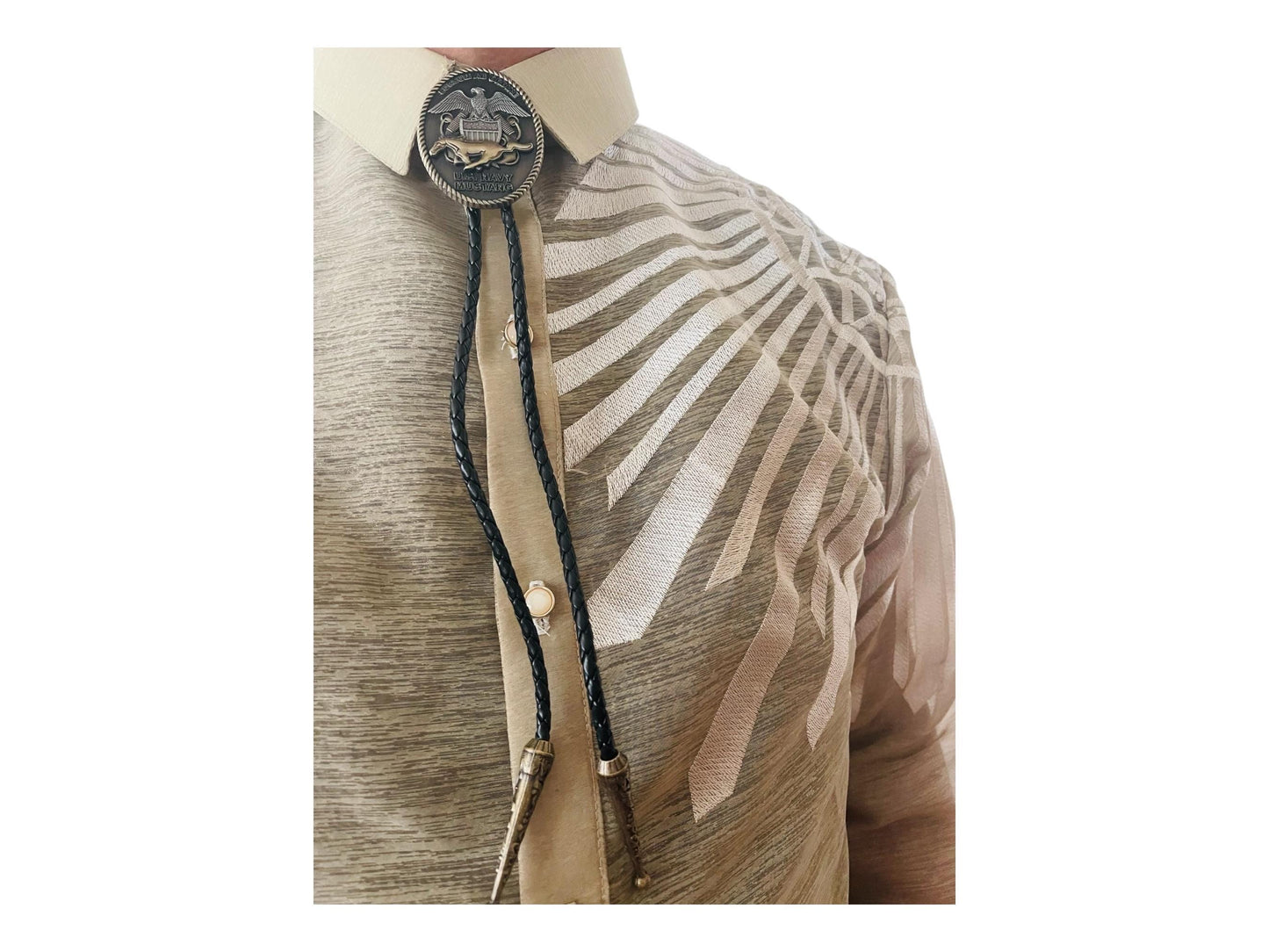 USN Mustang Bolo Tie Antique Nickel Pendant