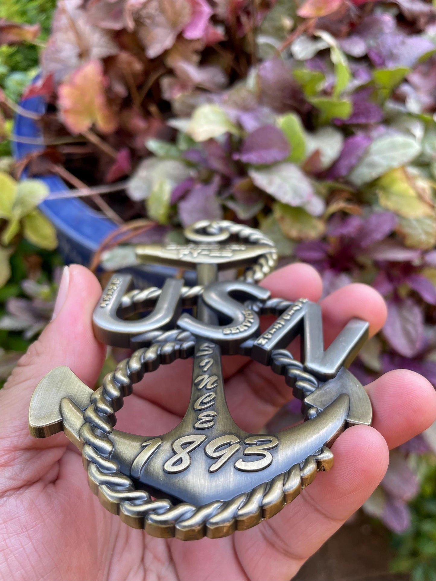 USN Class 131 FY25 4” Antique Nickel Heritage Anchor Coin