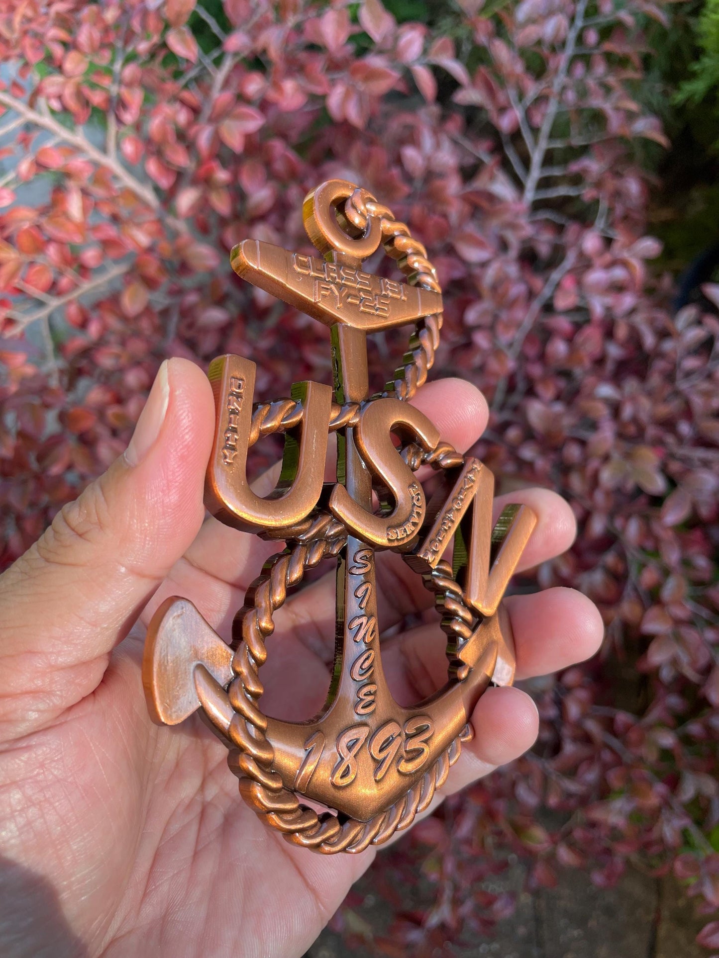 USN Class 131 FY25 4” Antique Copper Heritage Anchor Coin
