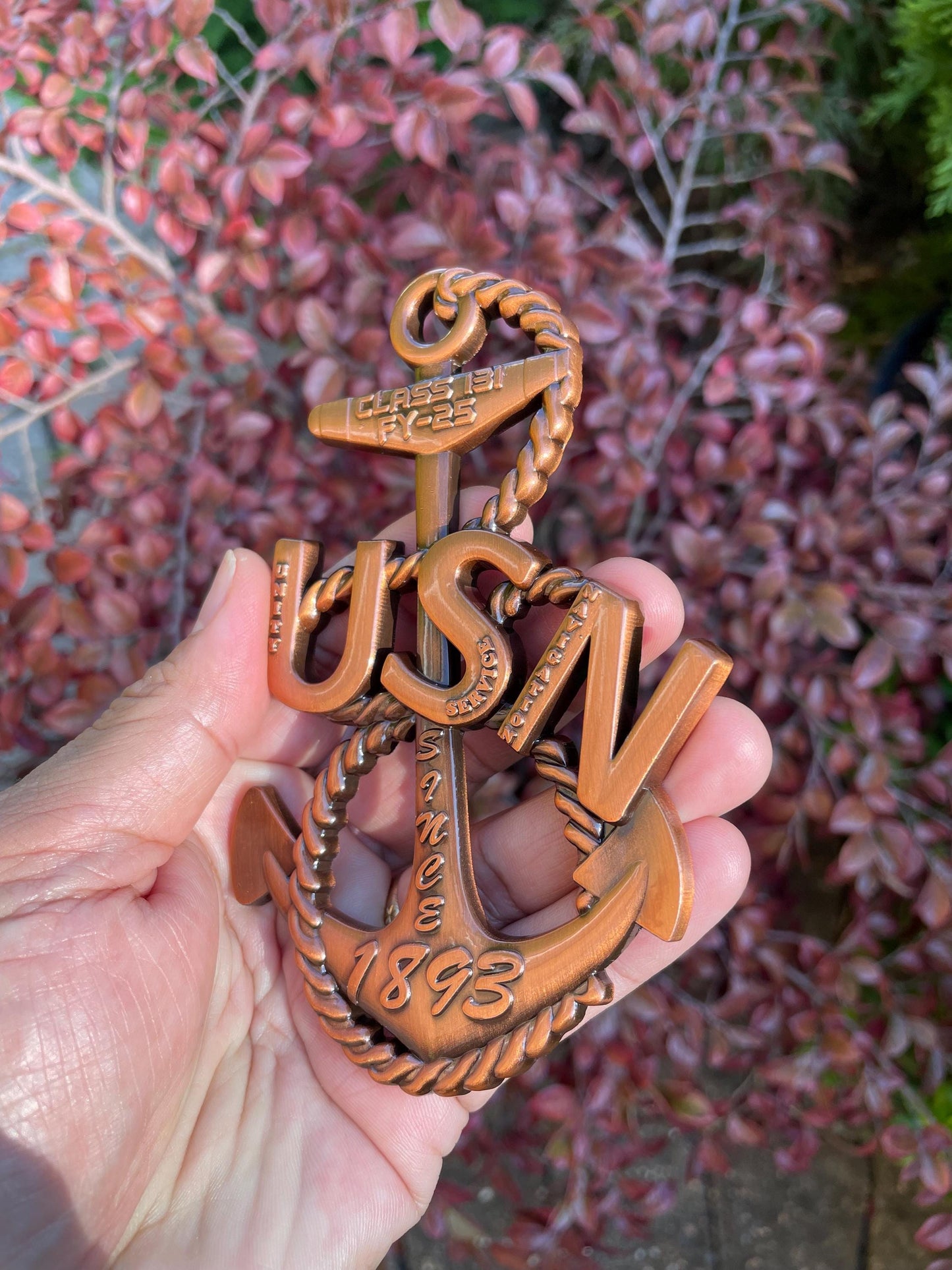 USN Class 131 FY25 4” Antique Copper Heritage Anchor Coin