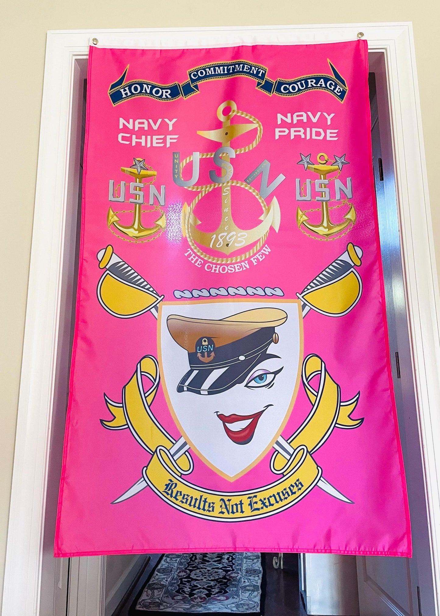 USN Chick Chiefs 5X3 Vertical Flag