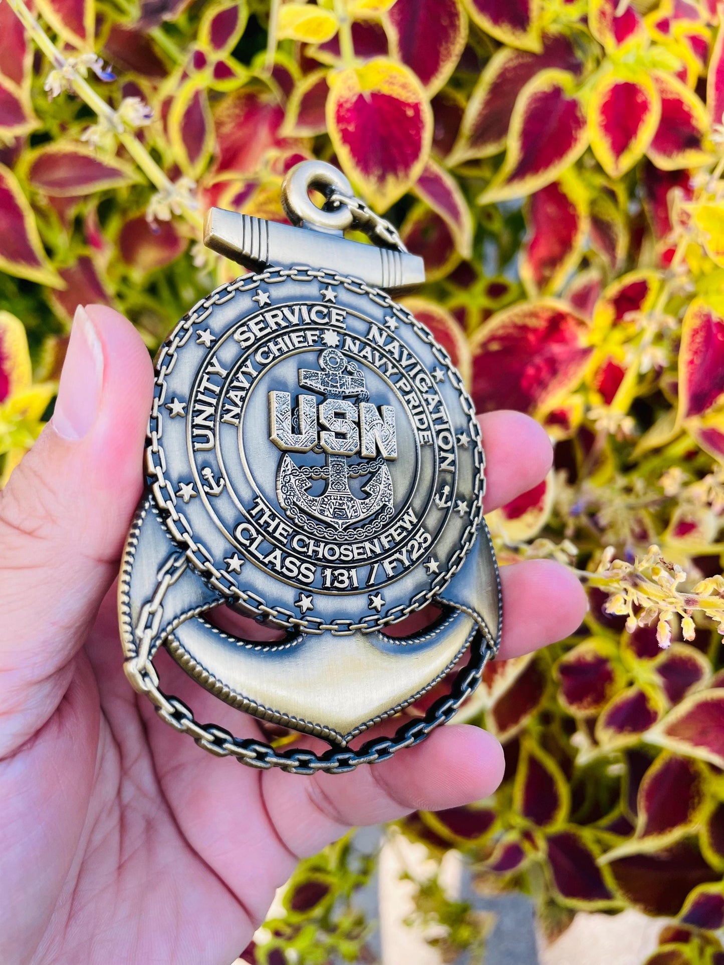 USN CPO Class 131 FY25 4” Antique Gold Anchor Coin