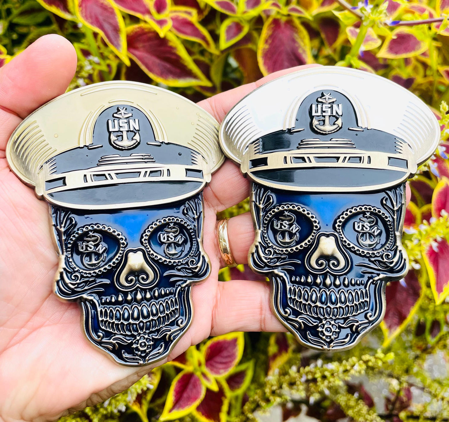 USN 4” Sugar Skull Senior Chief Petty Officer Tribal Anchor Challenge Coin.