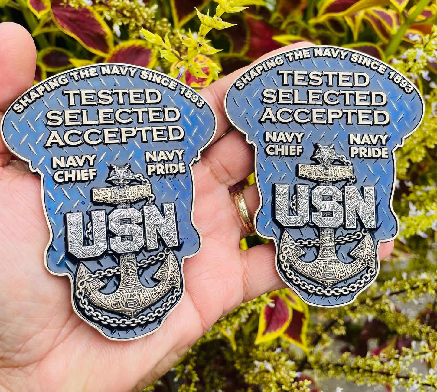 USN 4” Sugar Skull Senior Chief Petty Officer Tribal Anchor Challenge Coin.