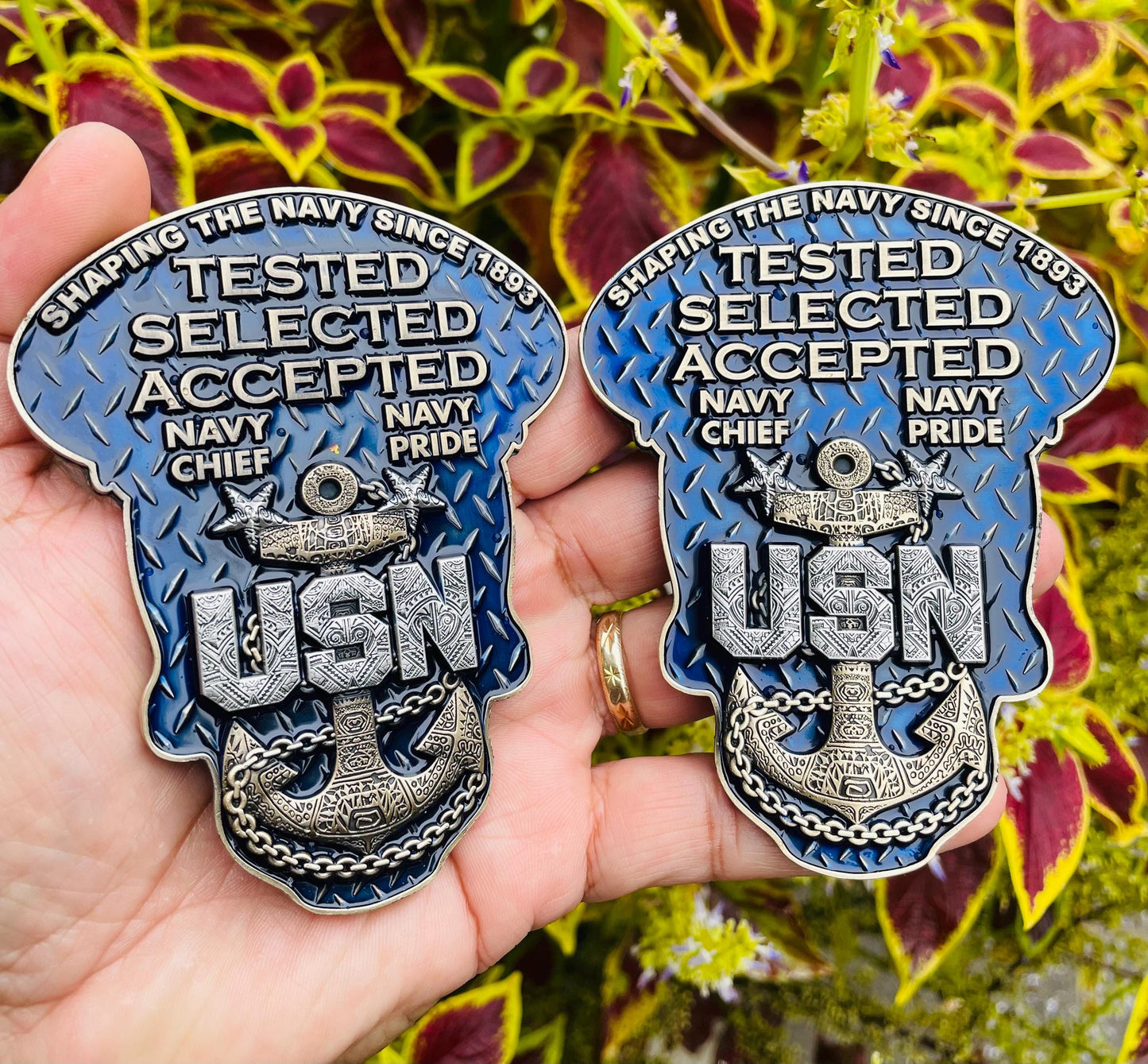 USN 4” Sugar Skull Master Chief Petty Officer Tribal Anchor Challenge Coin.