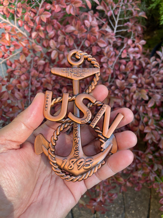 USN Class 131 FY25 4” Antique Copper Heritage Anchor Coin