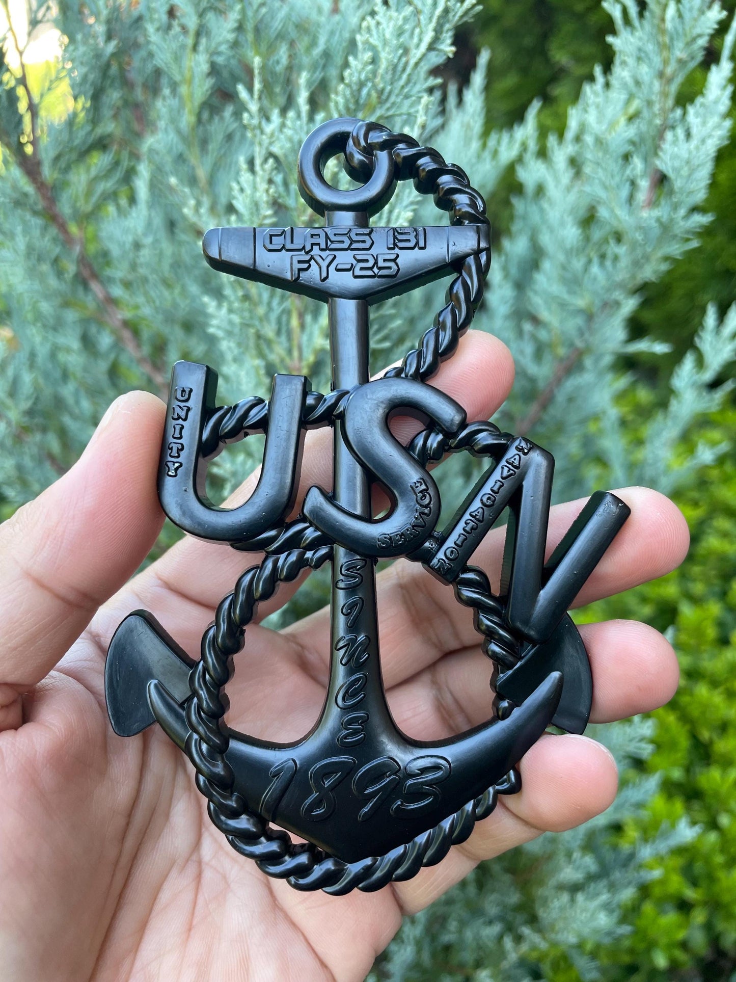 USN Class 131 FY25 4” All Black Heritage Anchor Coin