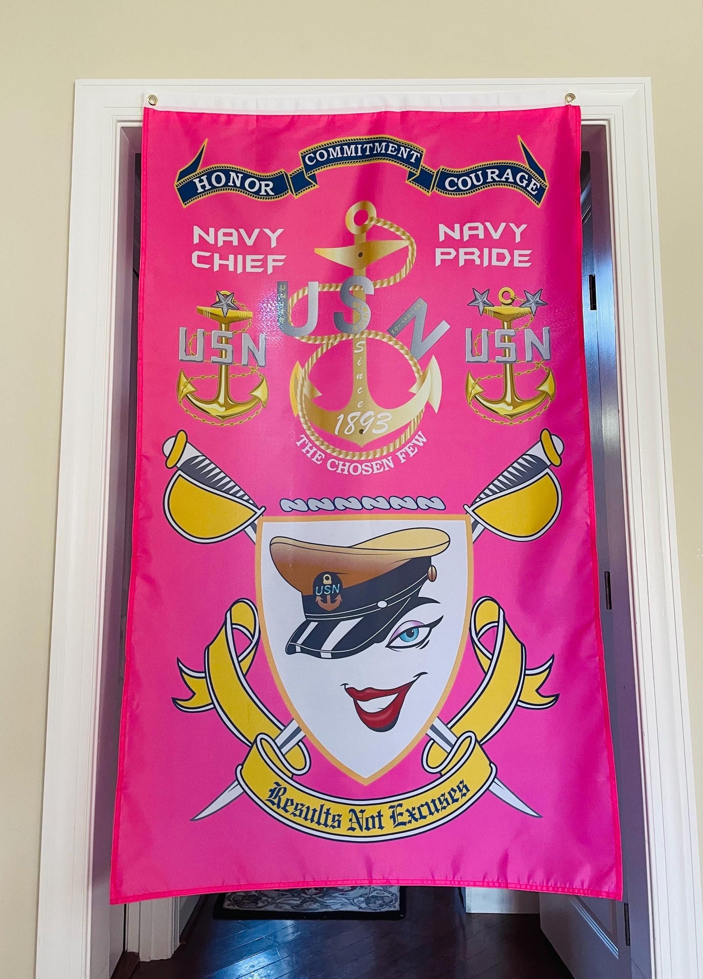 USN Chick Chiefs 5X3 Vertical Flag