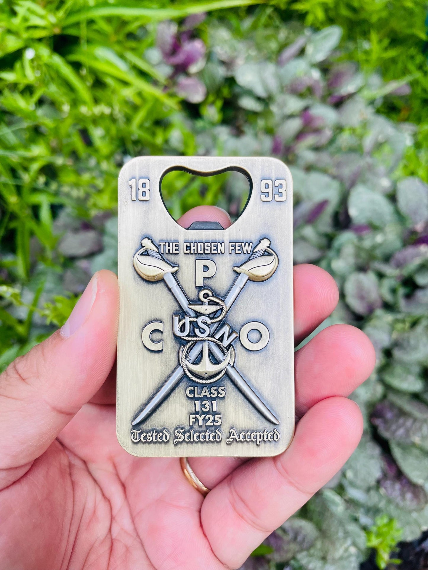 CPO Class 131 FY25 Bottle Opener/Coin with Tribal Anchors