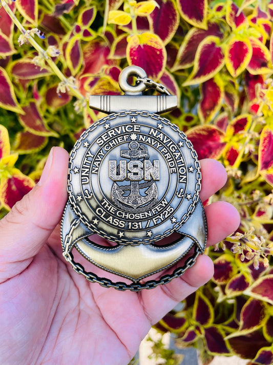 USN CPO Class 131 FY25 4” Antique Gold Anchor Coin