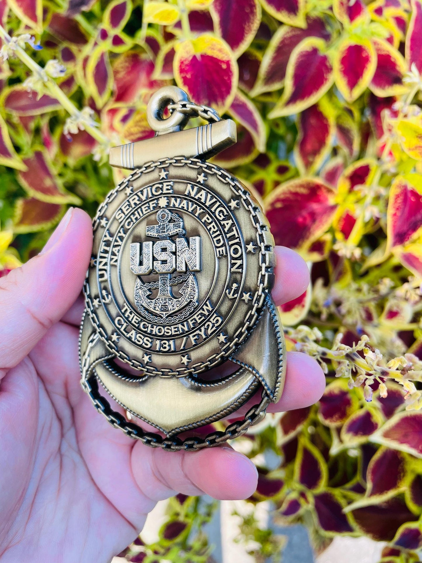 USN CPO Class 131 FY25 4” Antique Gold Anchor Coin