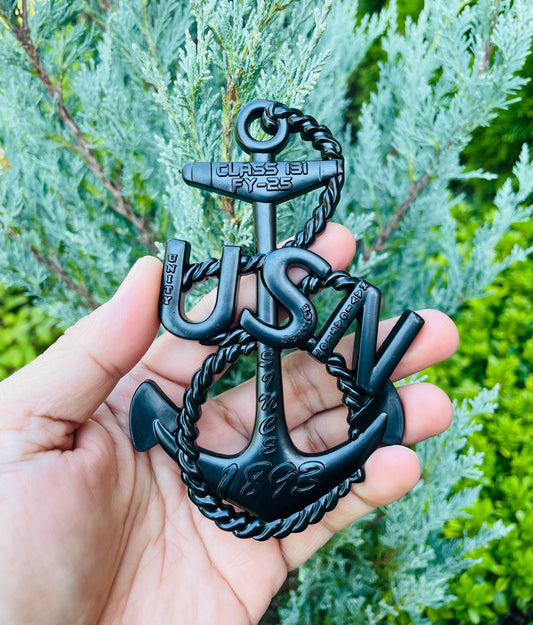 USN Class 131 FY25 4” All Black Heritage Anchor Coin
