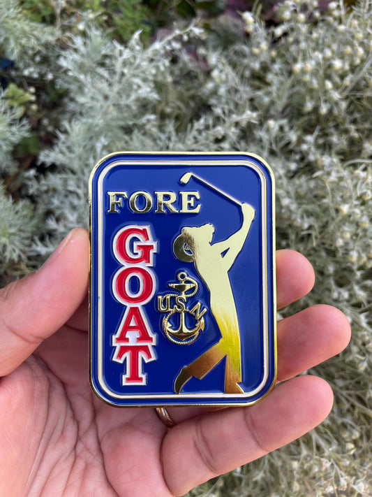 FORE Golf Chief, Senior Chief and Master Chief Challenge Coin with 2 golf ball markers.