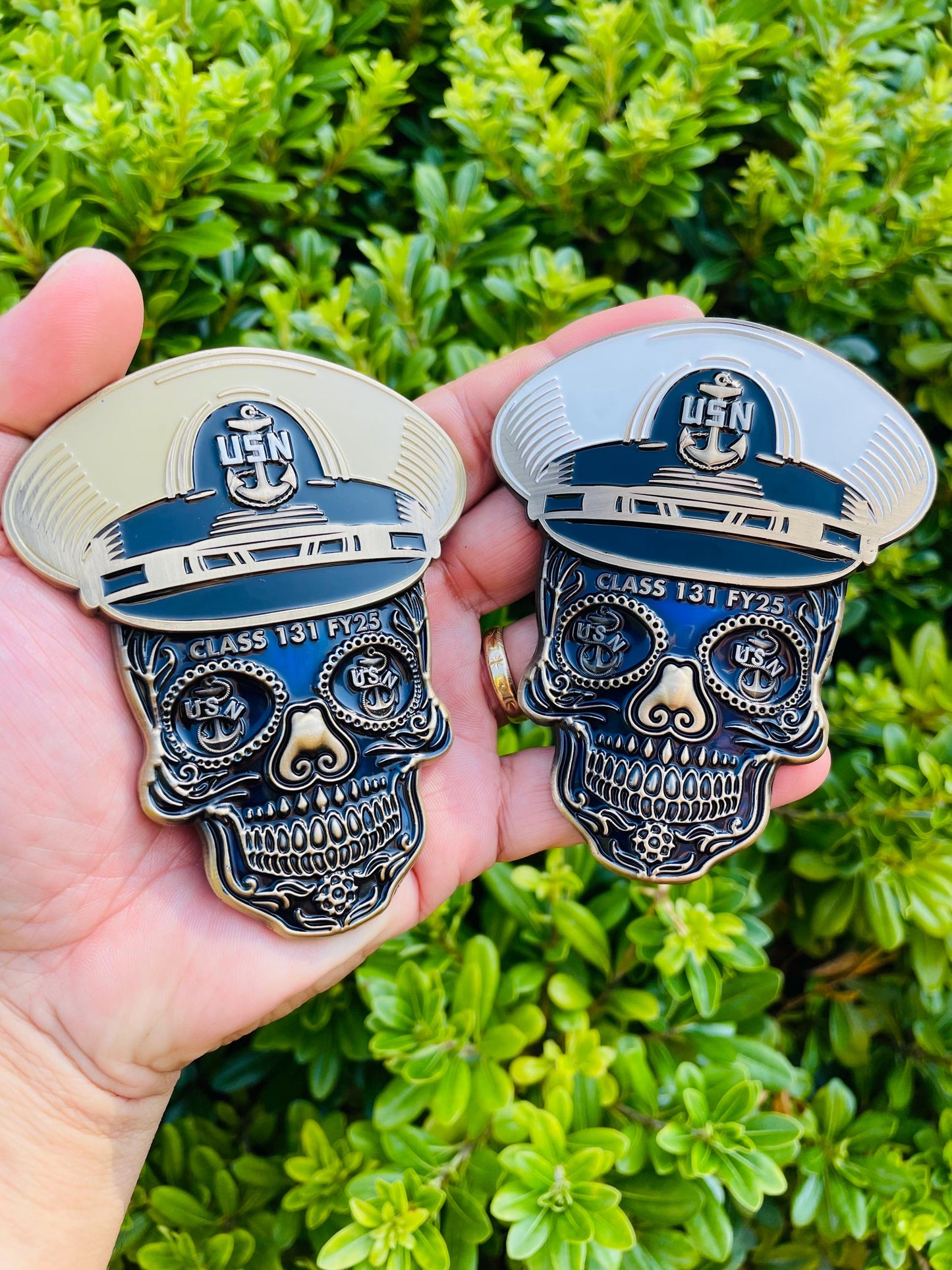 4” CPO Class 131 FY25 Sugar Skull with Tribal Anchor Challenge Coin.