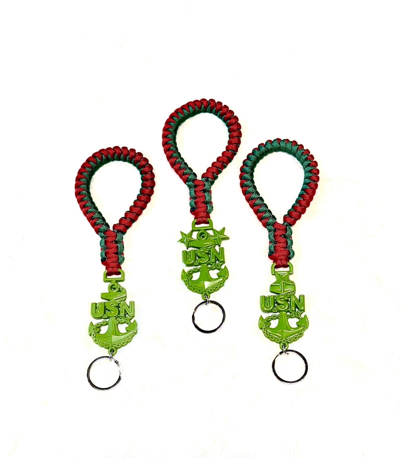 Holiday USN E7/E8/E9 Red and Kelly Paracord Neck Lanyard.