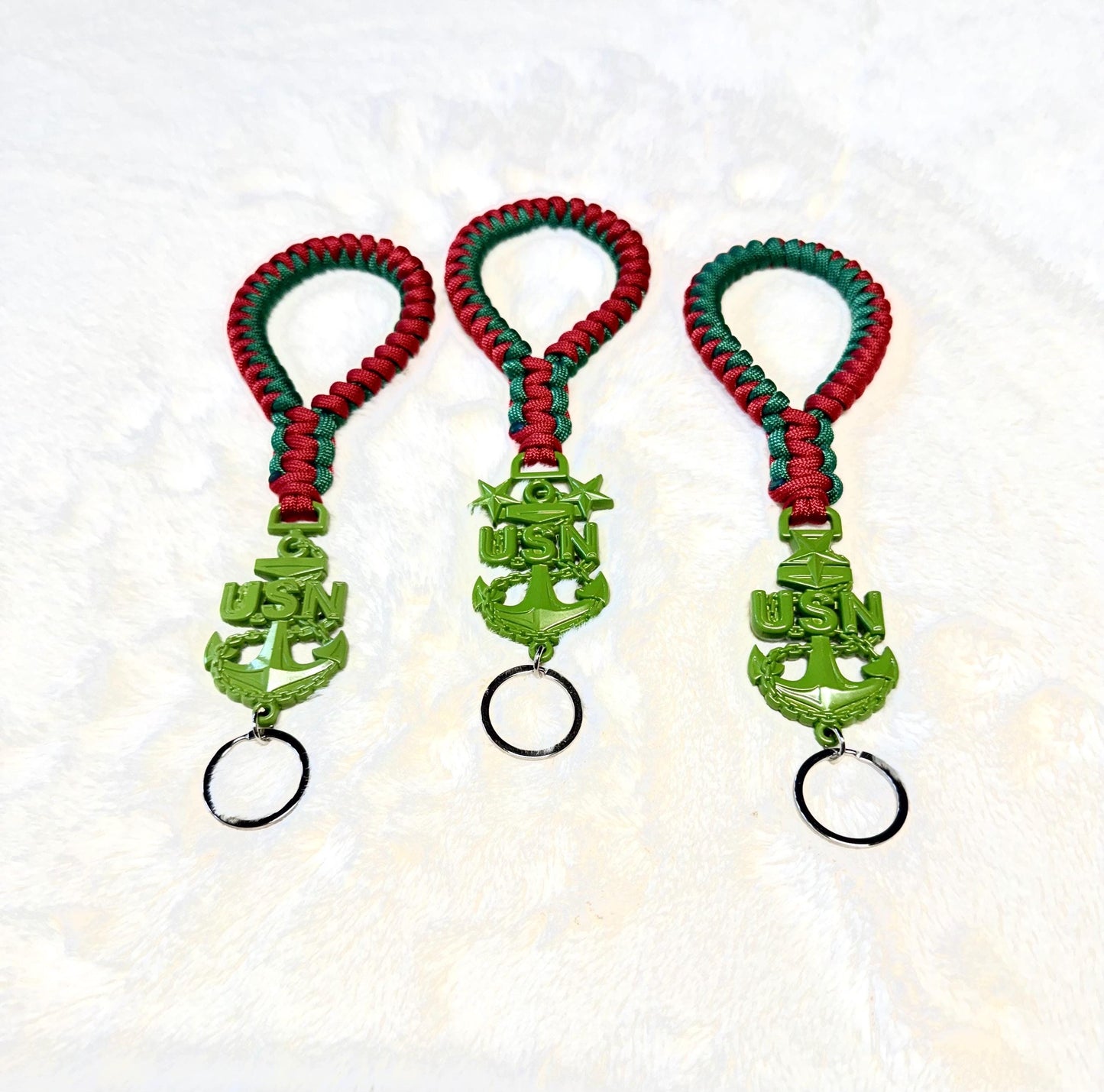 Holiday USN E7/E8/E9 Red and Kelly Paracord Neck Lanyard.