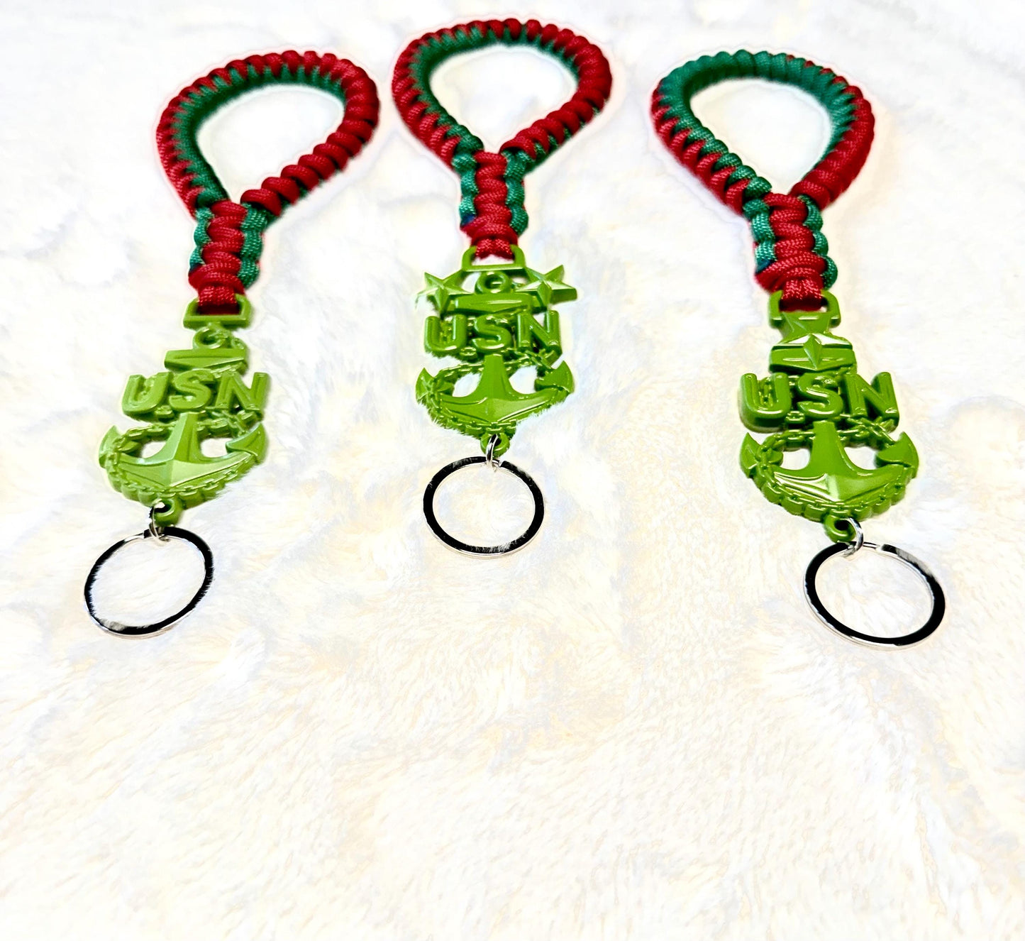 Holiday USN E7/E8/E9 Red and Kelly Paracord Neck Lanyard.