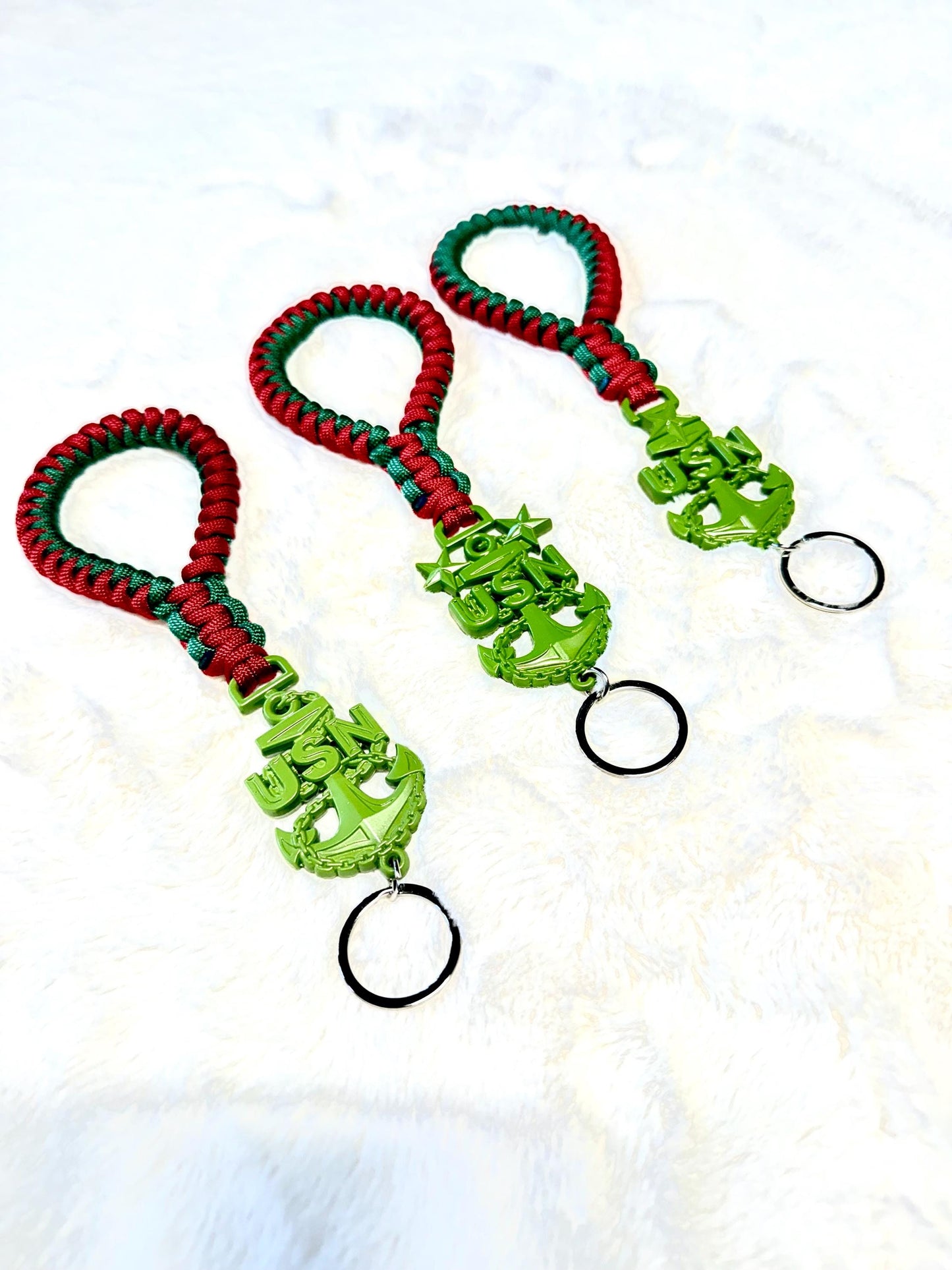 Holiday USN E7/E8/E9 Red and Kelly Paracord Neck Lanyard.