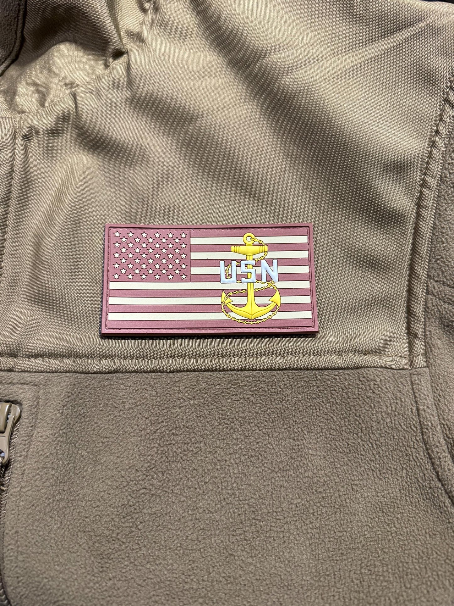 USN E7/E8/E9 Brown US Flag PVC Patches