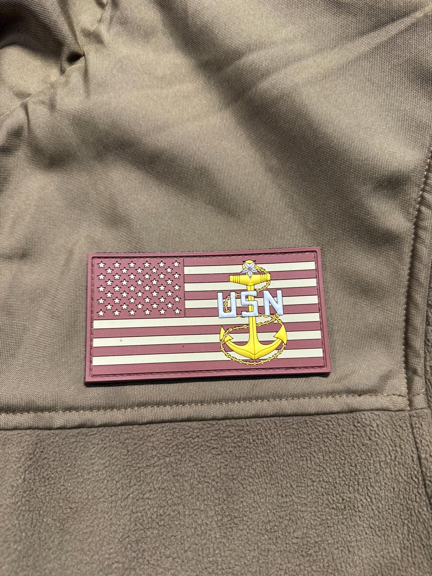 USN E7/E8/E9 Brown US Flag PVC Patches