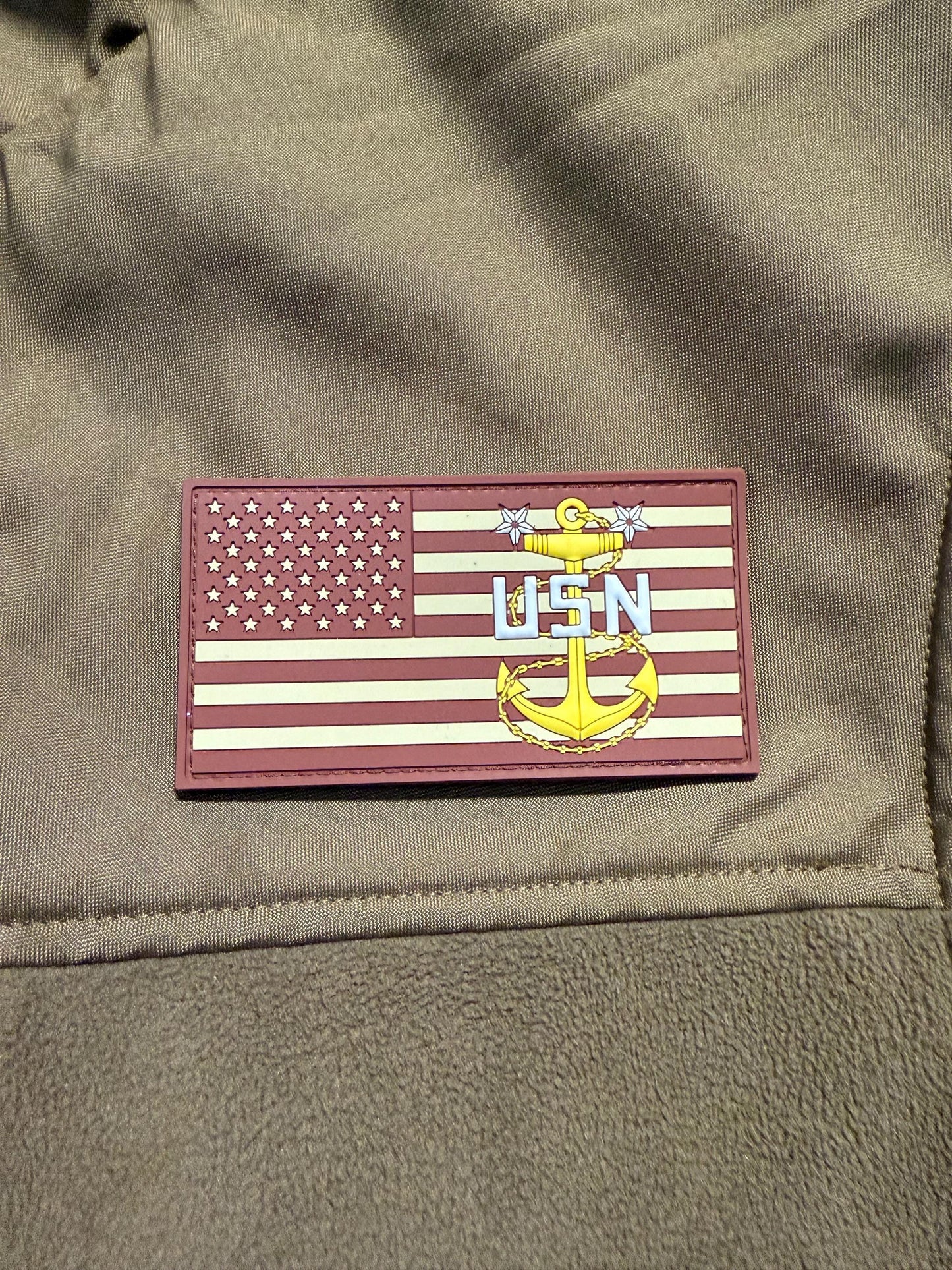 USN E7/E8/E9 Brown US Flag PVC Patches