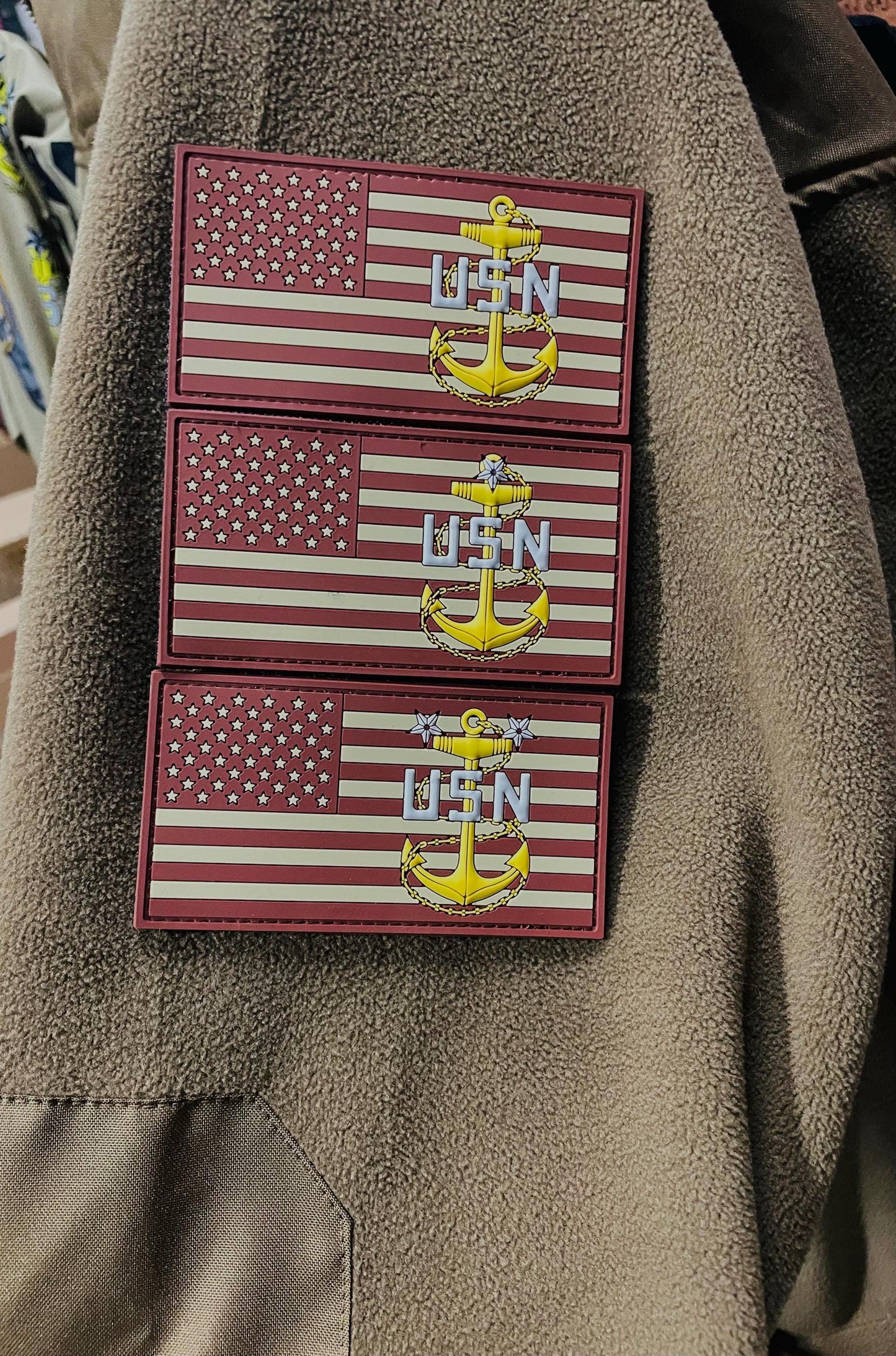 USN E7/E8/E9 Brown US Flag PVC Patches