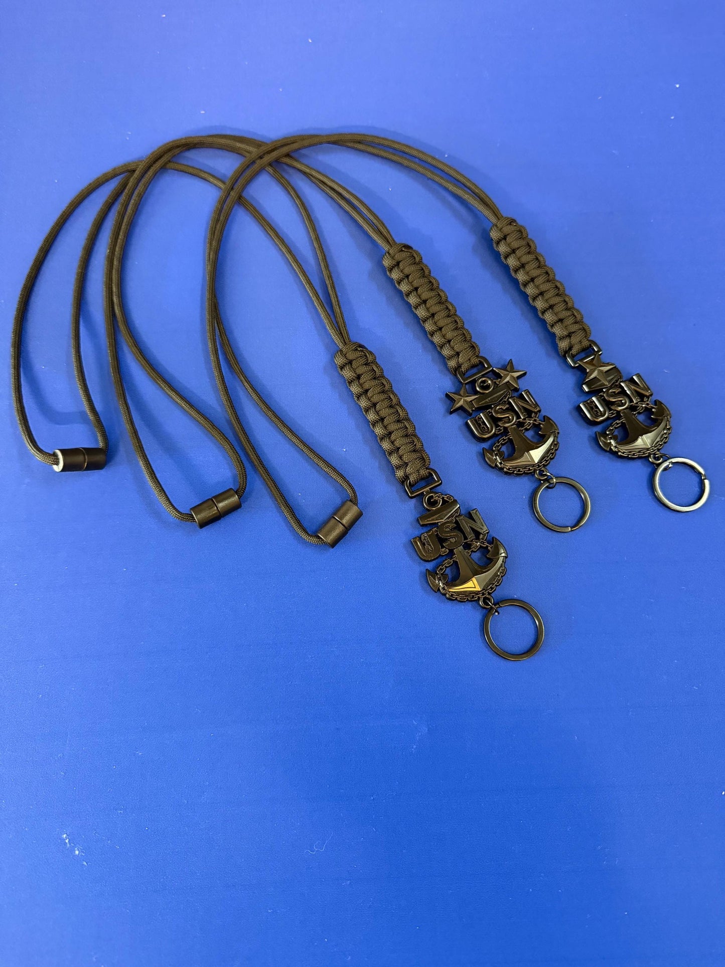 USN E7/E8/E9 Black Anchor Paracord Lanyard.