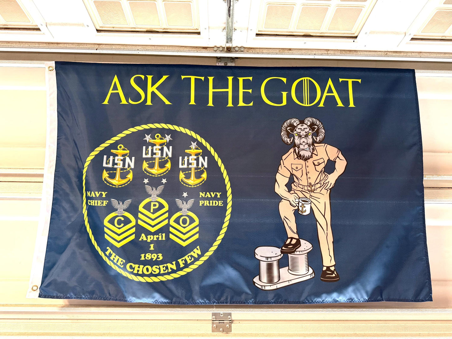 USN Ask The Goat 5X3 Horizontal Flag