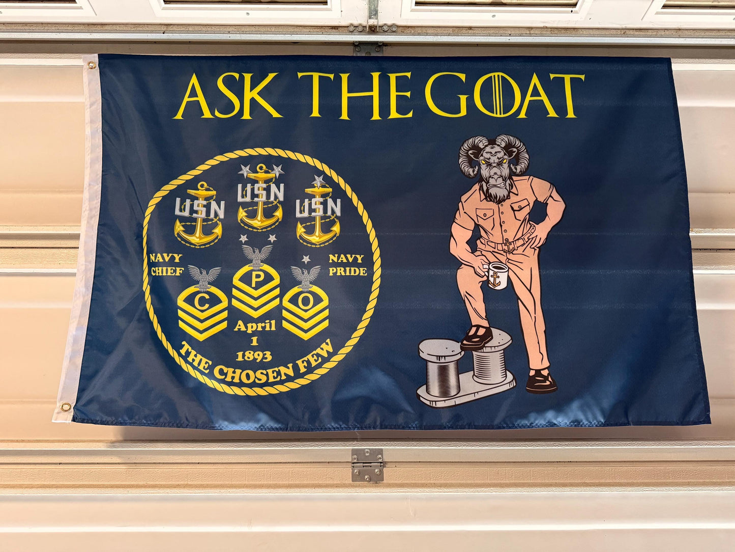 USN Ask The Goat 5X3 Horizontal Flag