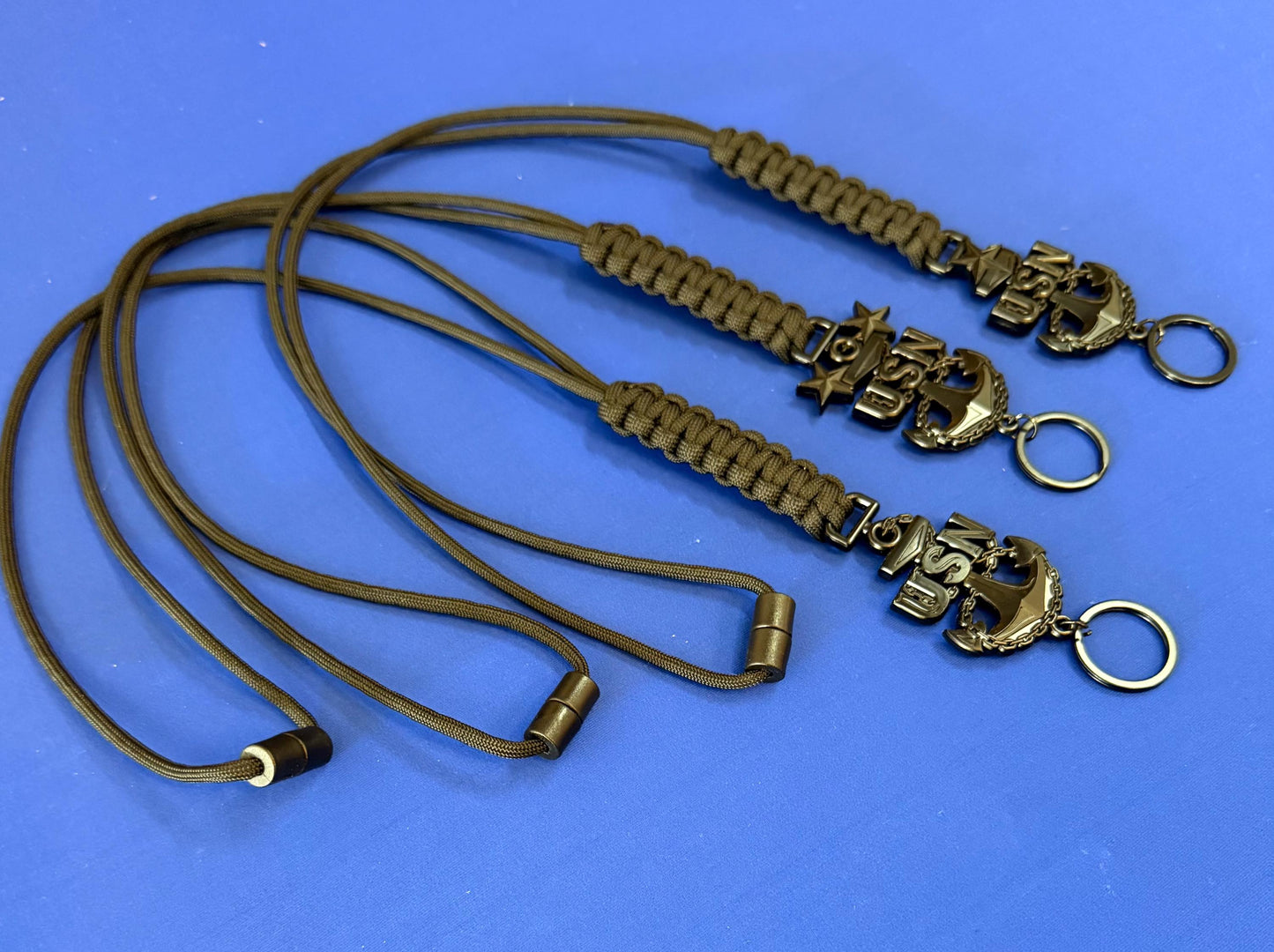 USN E7/E8/E9 Black Anchor Paracord Lanyard.