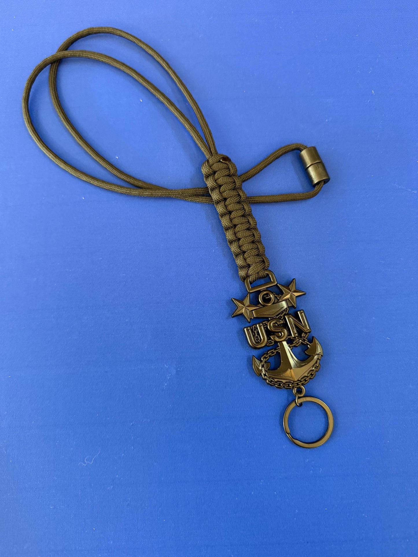 USN E7/E8/E9 Black Anchor Paracord Lanyard.