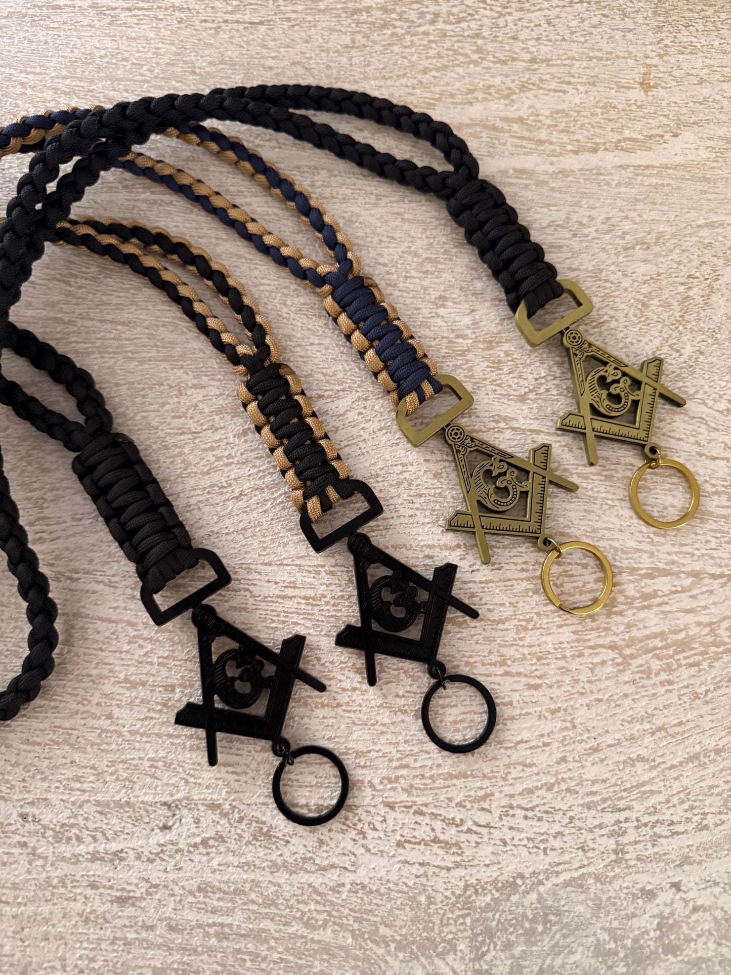 Masonic /G\ 4 Strand Round Braid with Cobra Knot Paracord Neck Lanyard