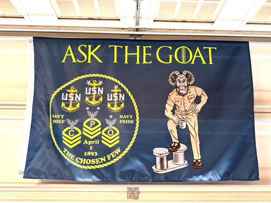 USN Ask The Goat 5X3 Horizontal Flag