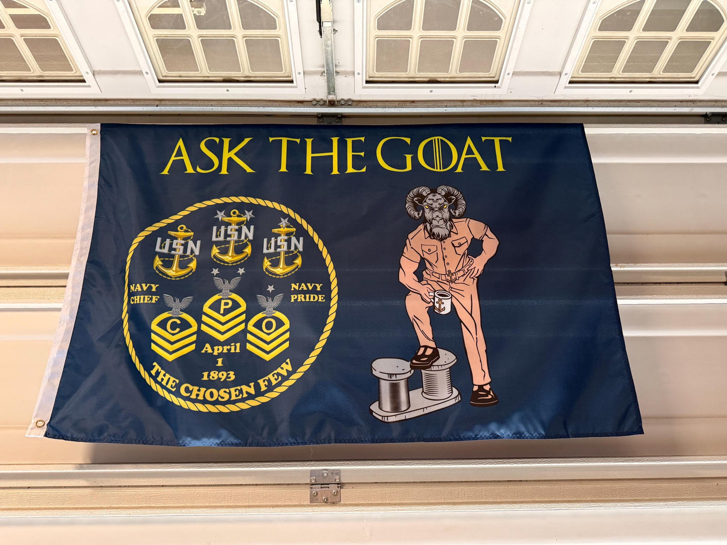 USN Ask The Goat 5X3 Horizontal Flag