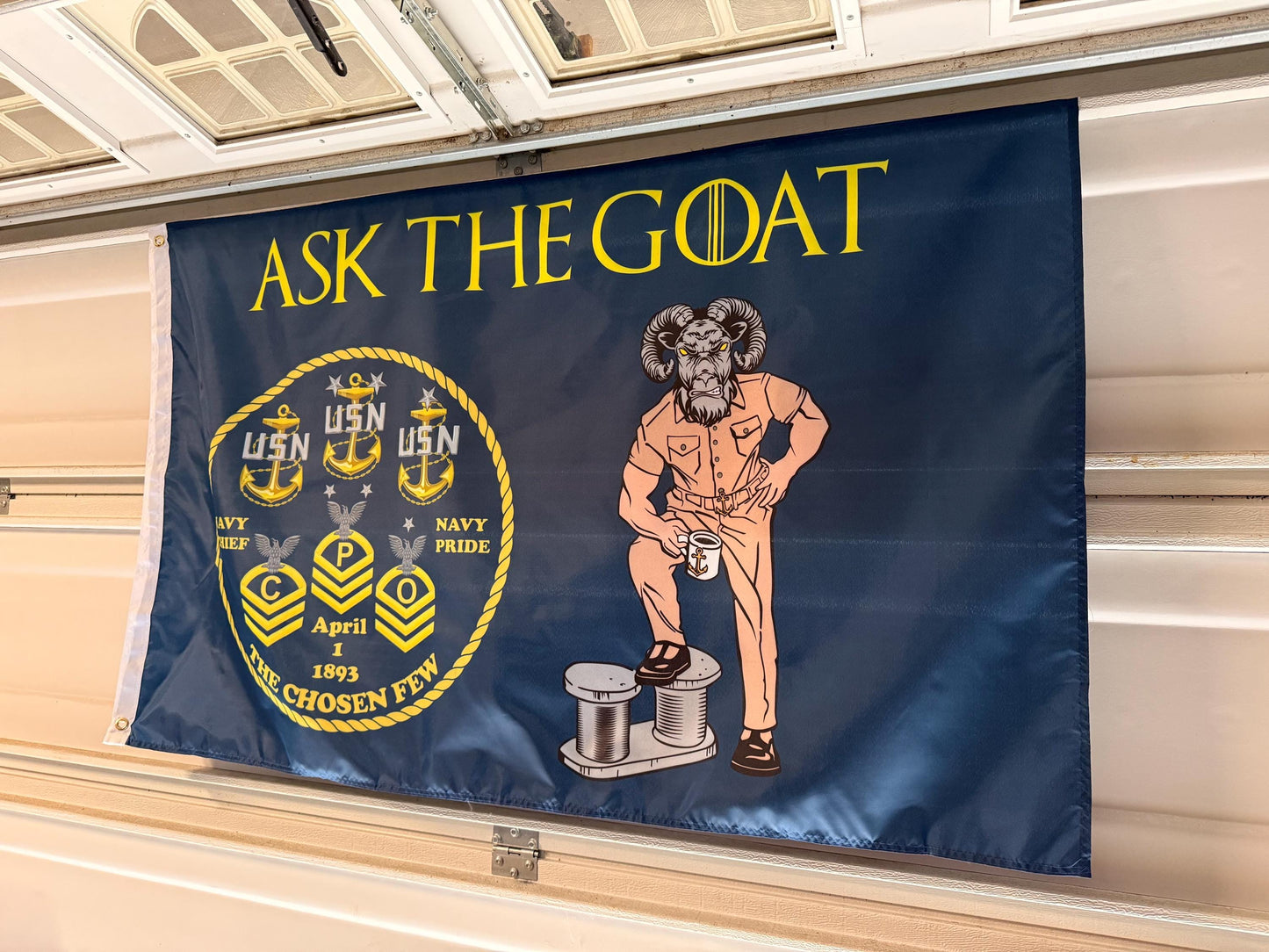 USN Ask The Goat 5X3 Horizontal Flag