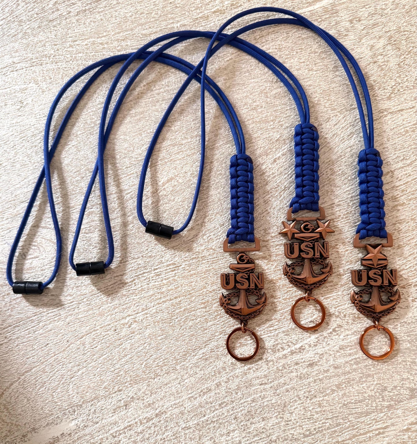 USN E7/E8/E9 Antique Copper Anchors Paracord Lanyard.