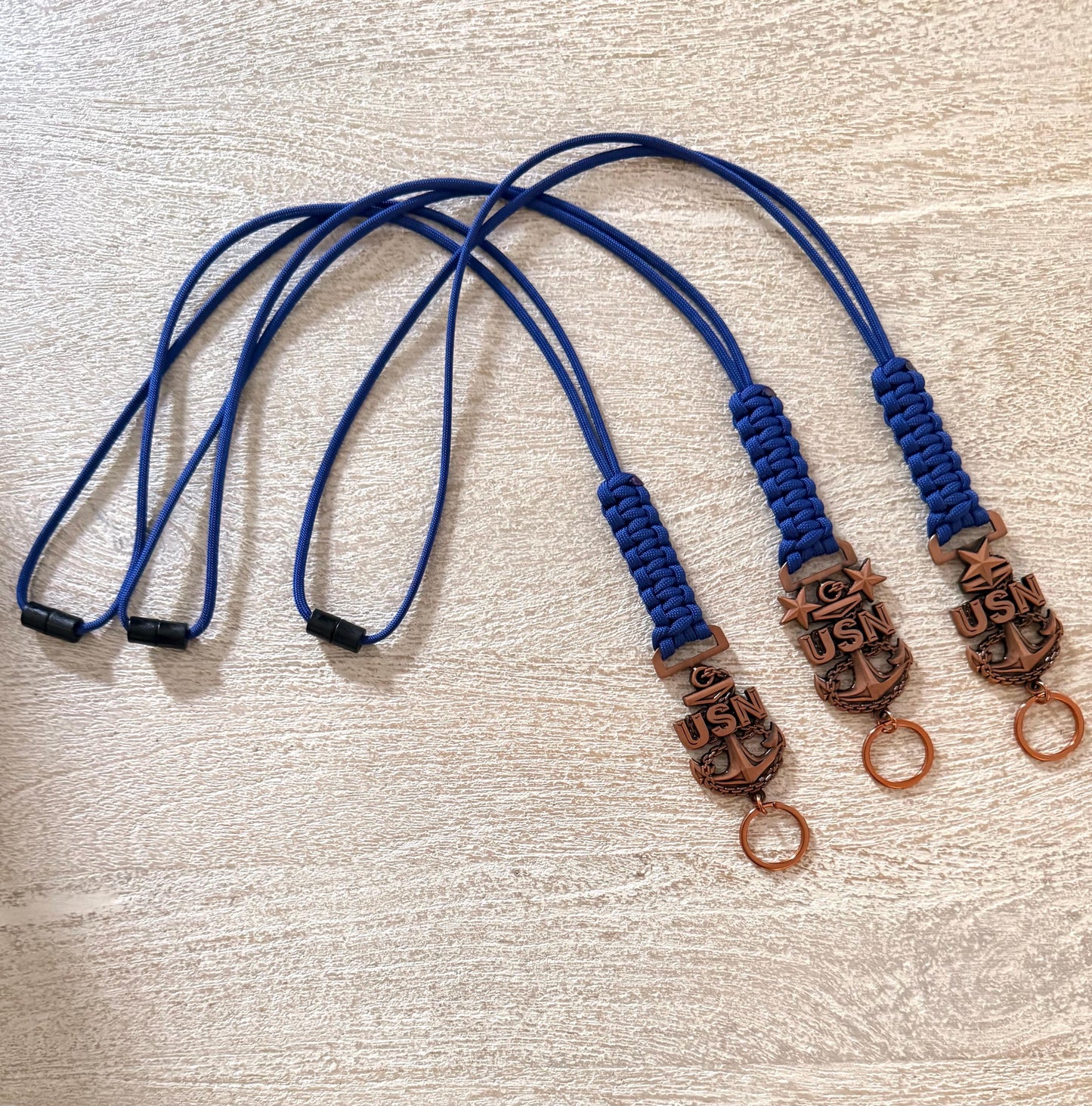 USN E7/E8/E9 Antique Copper Anchors Paracord Lanyard.