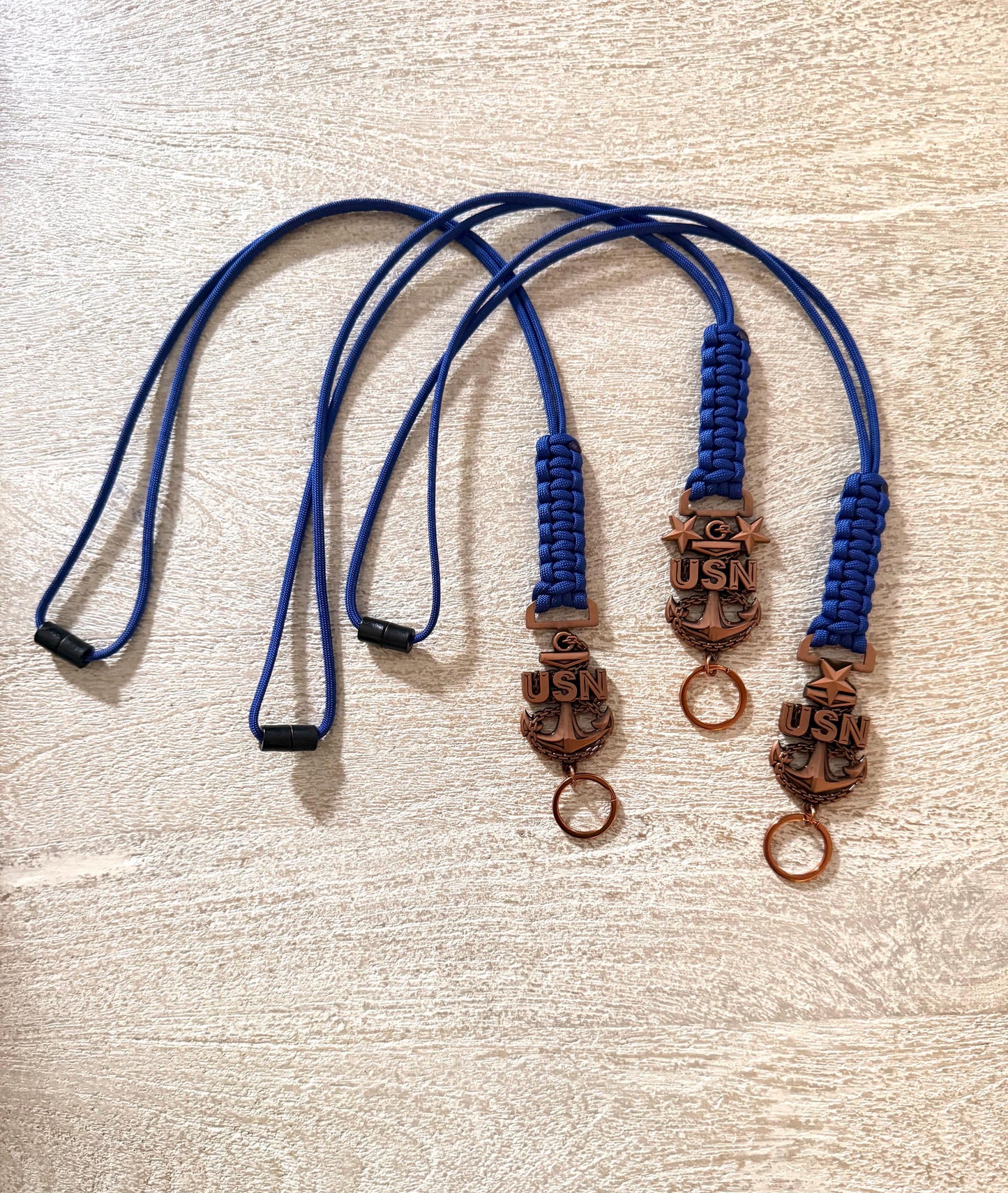 USN E7/E8/E9 Antique Copper Anchors Paracord Lanyard.