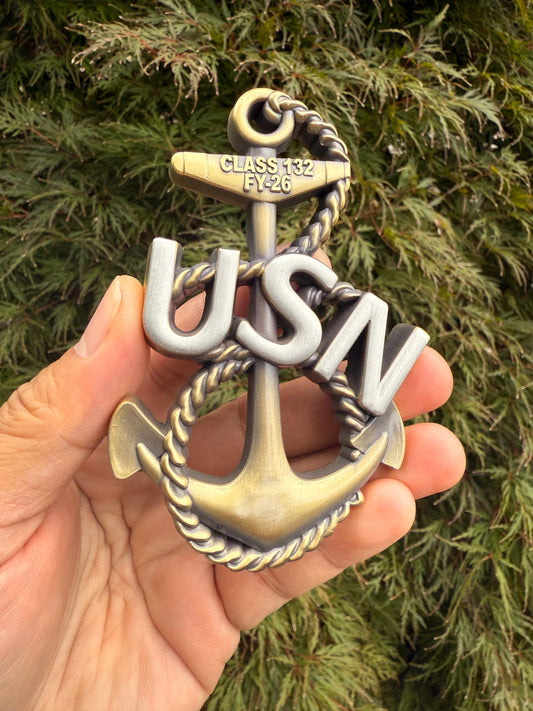 USN Class 132 FY 26 Heritage Anchor Antique Nickel Coin