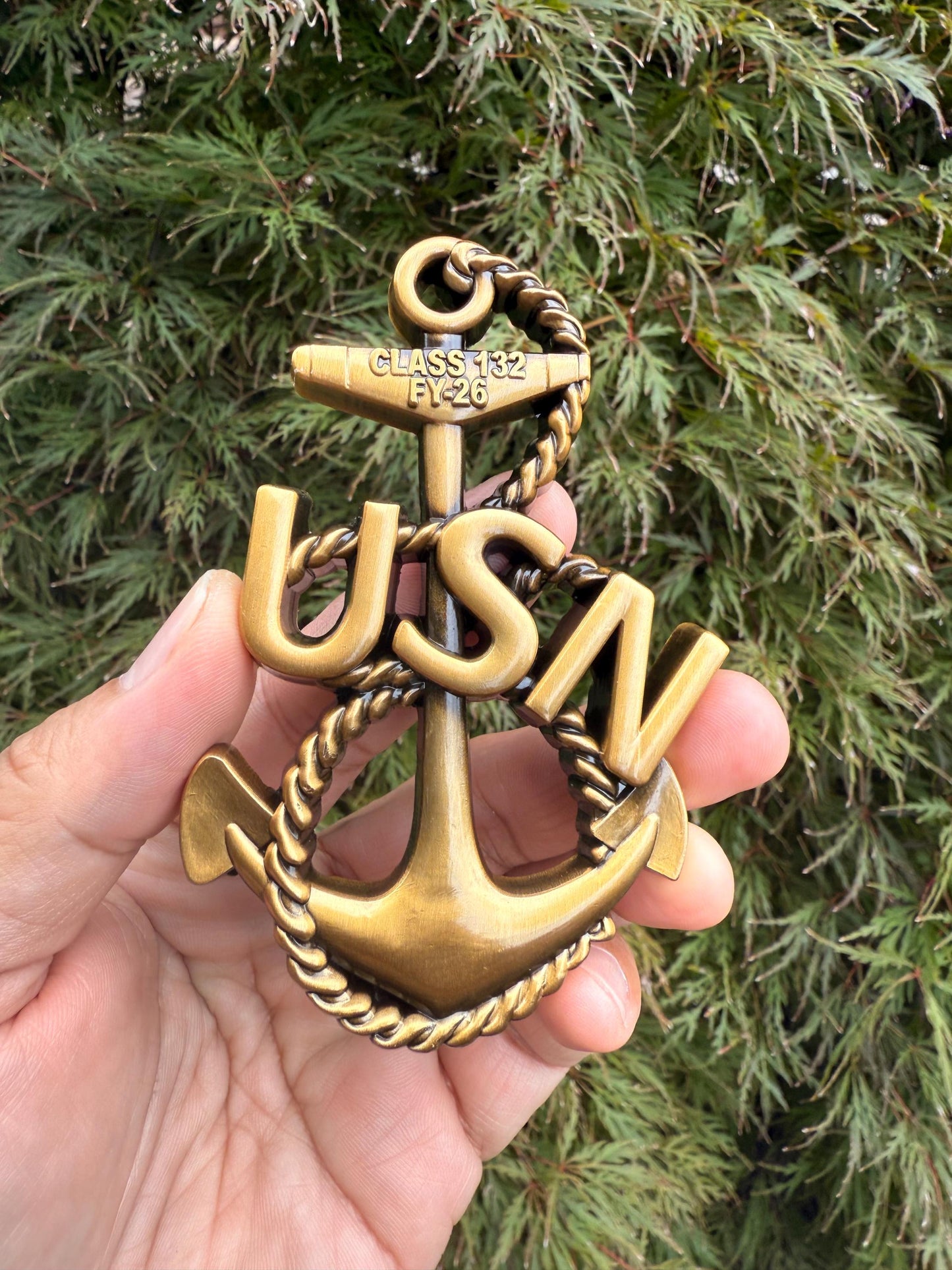 USN Class 132 FY 26 Heritage Anchor Antique Gold Coin
