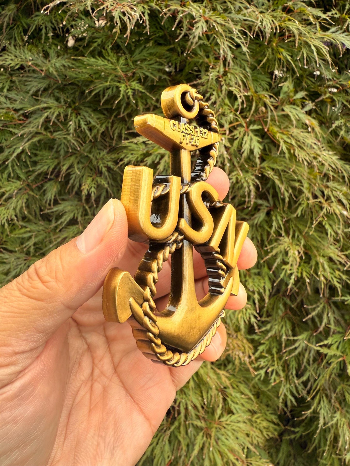 USN Class 132 FY 26 Heritage Anchor Antique Gold Coin