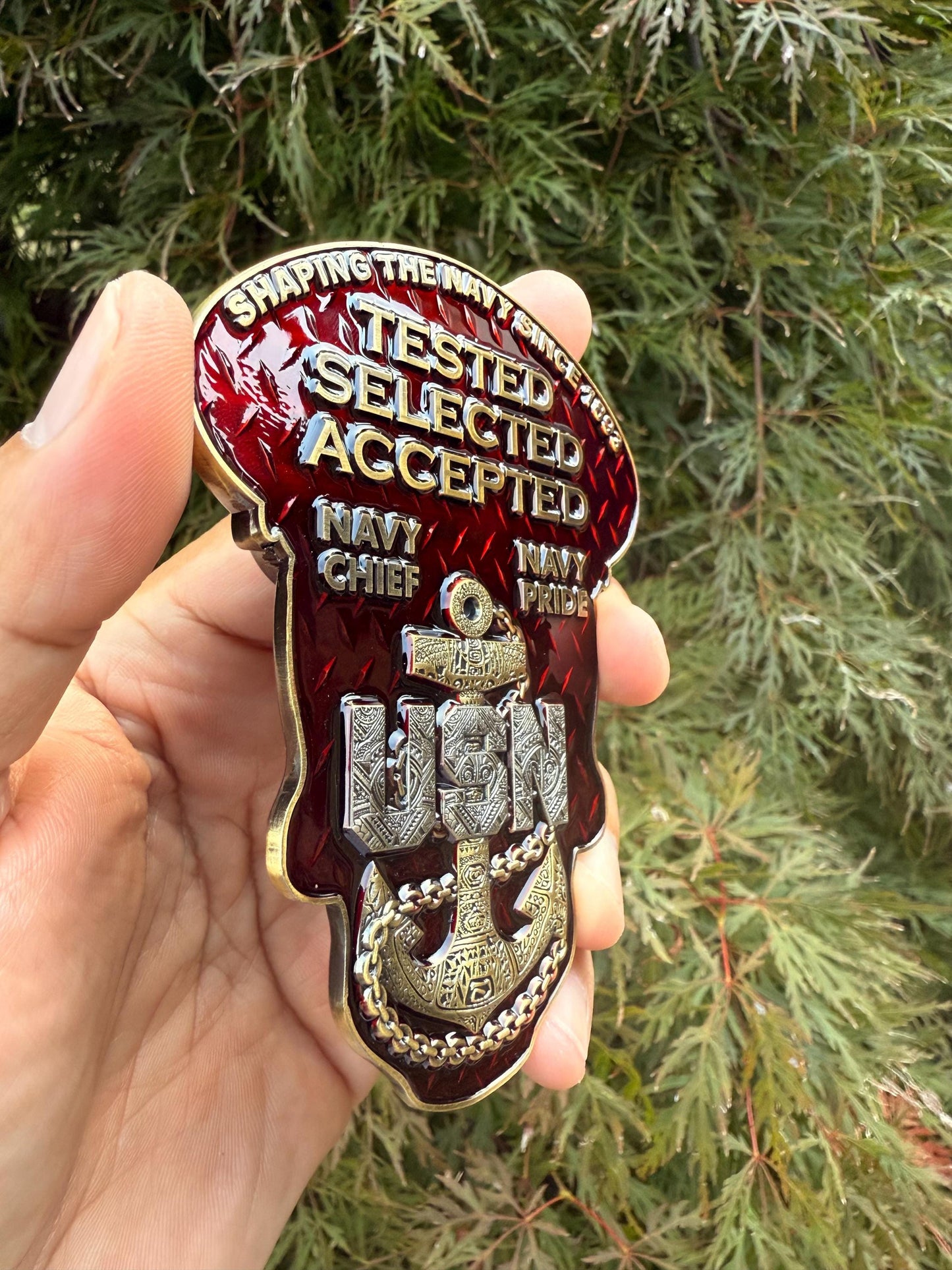 4” Sugar Skull Candy Red Chief Petty Officer Tribal Anchor Challenge Coin.