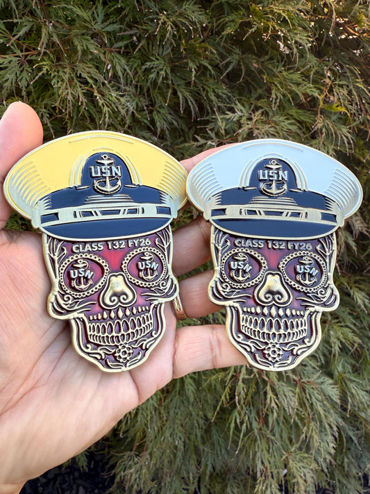 4” CPO Class 132 FY26 Sugar Skull  Challenge Coin.