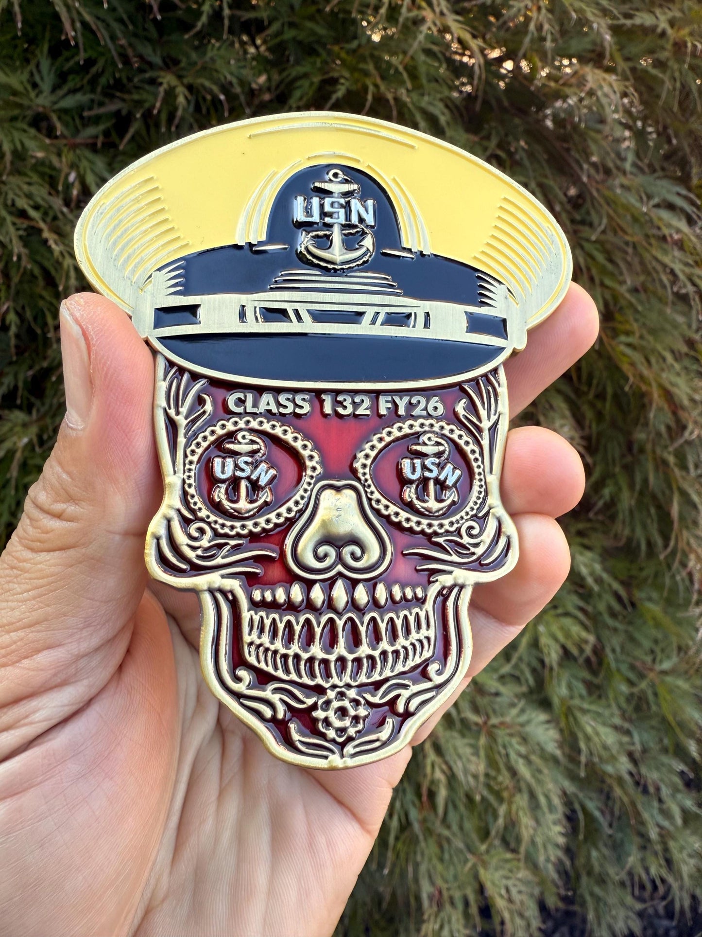 4” CPO Class 132 FY26 Sugar Skull  Challenge Coin.