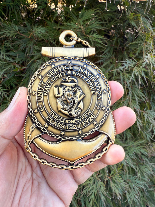 USN CPO Class 132 FY26 4” Antique Gold Anchor Coin