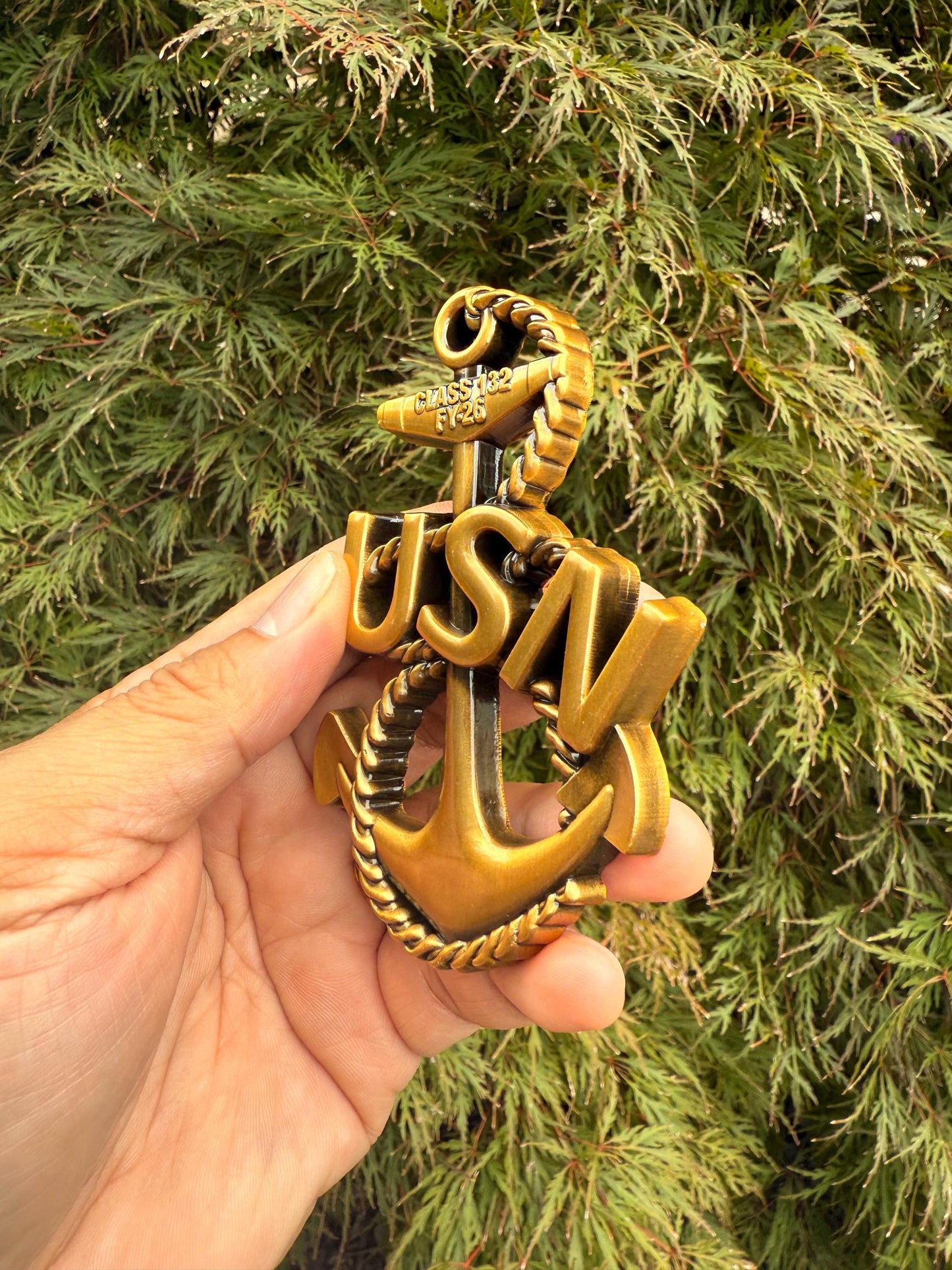 USN Class 132 FY 26 Heritage Anchor Antique Gold Coin